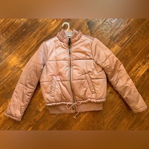 New- Me Jane Mauve Lt Pink Puffer Fall Winter jacket cropped Sz Med